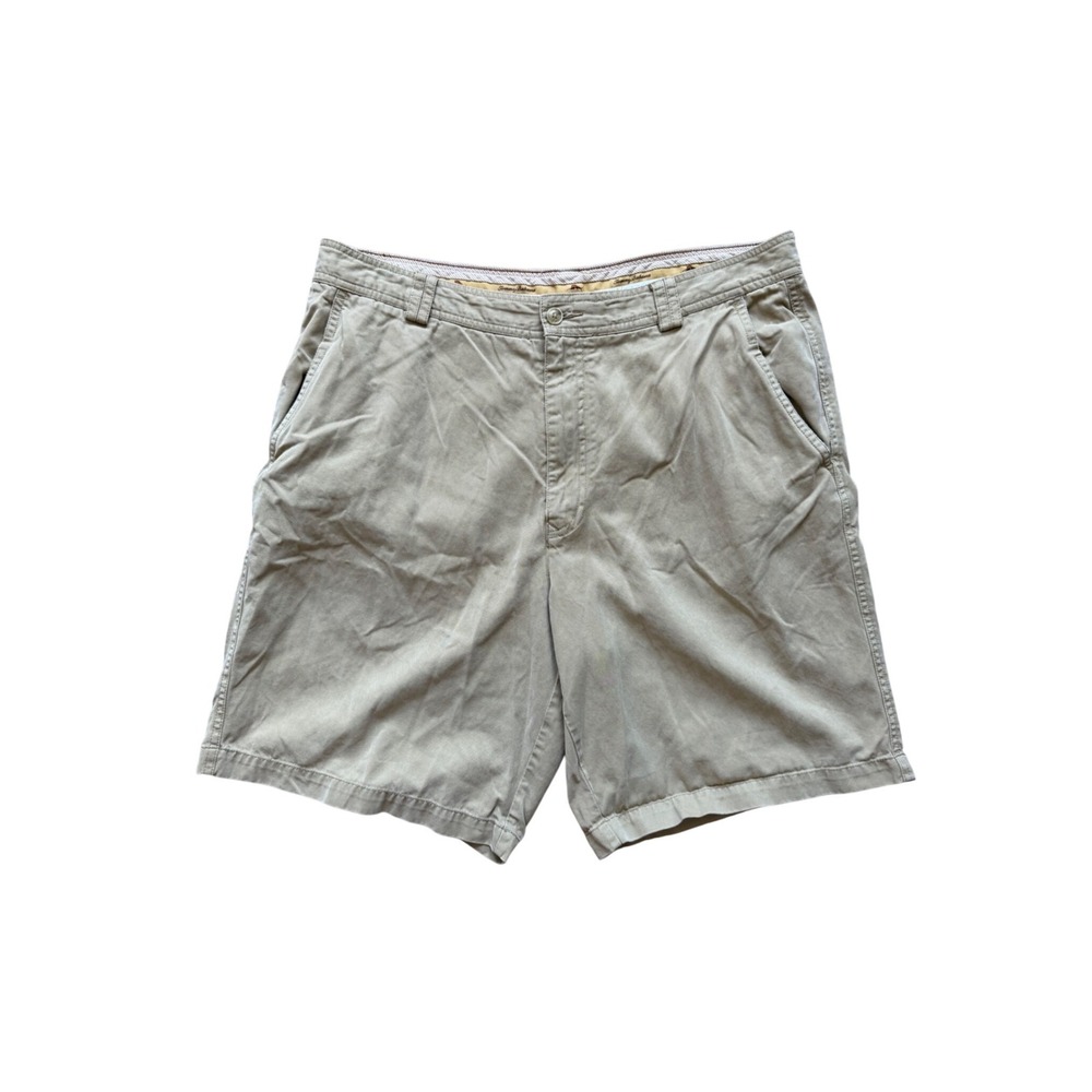Tommy Bahama Shorts Mens 34 Khaki Tan Tencel Cotton Flat Front Casual‎ Relaxed